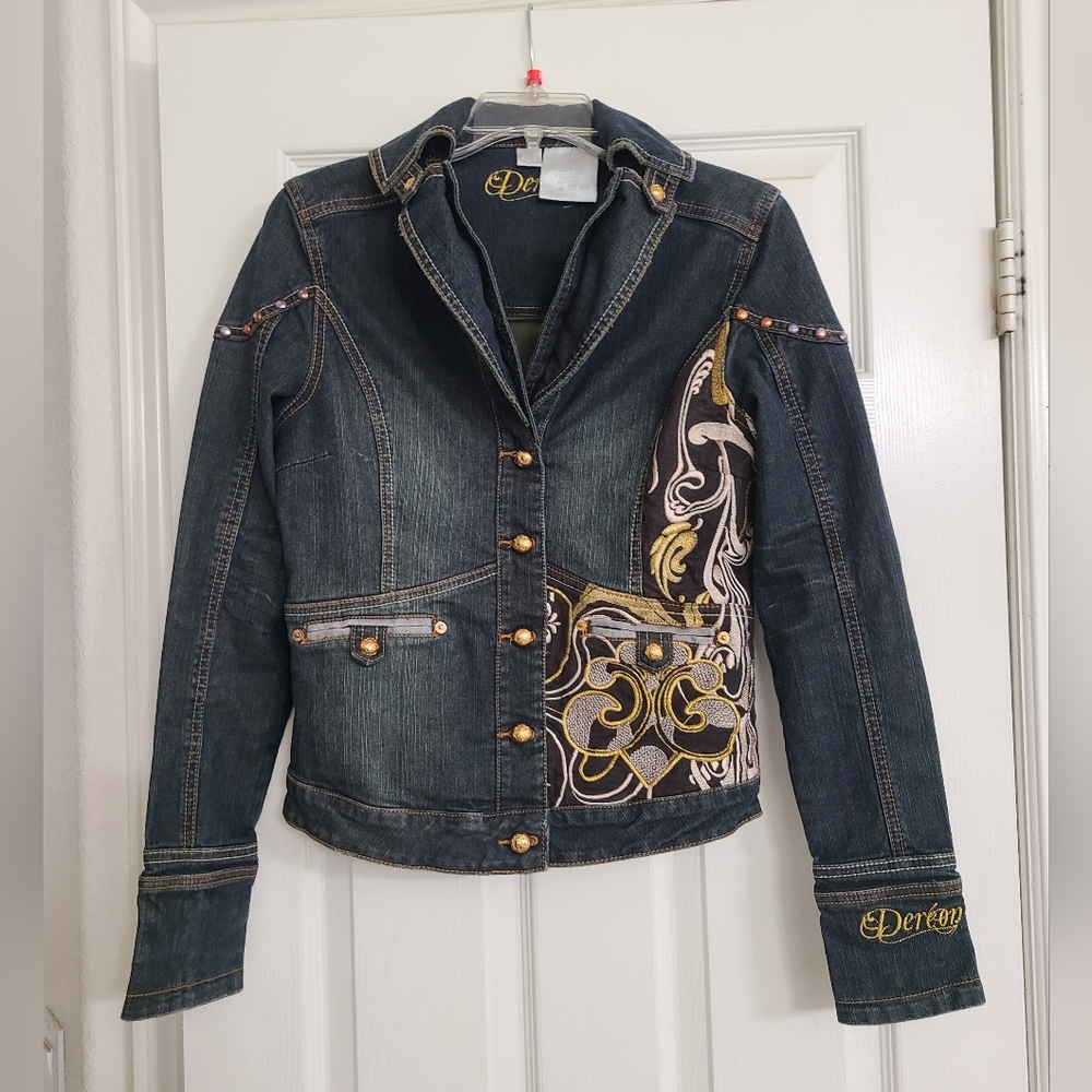 Dereon Denim Jacket with Gold Accents